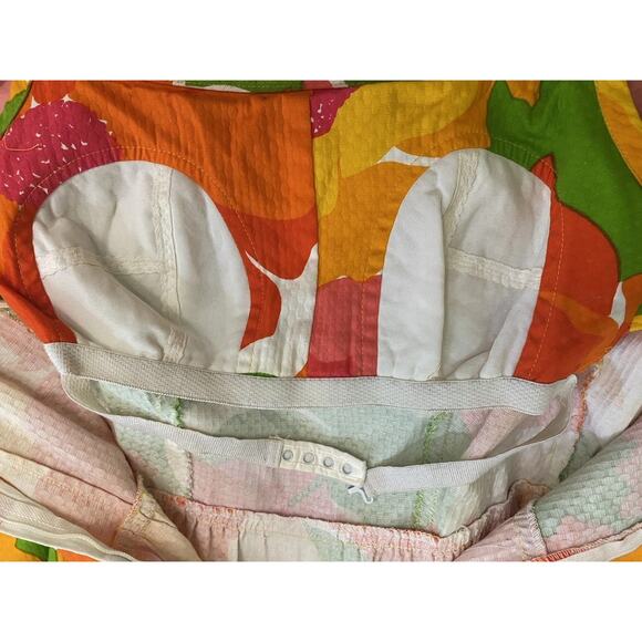 Vtg 60s 70s Malia Honolulu Maxi Dress Psychedelic Floral Sun Neon Hawaiian XS S - Picture 10 of 10